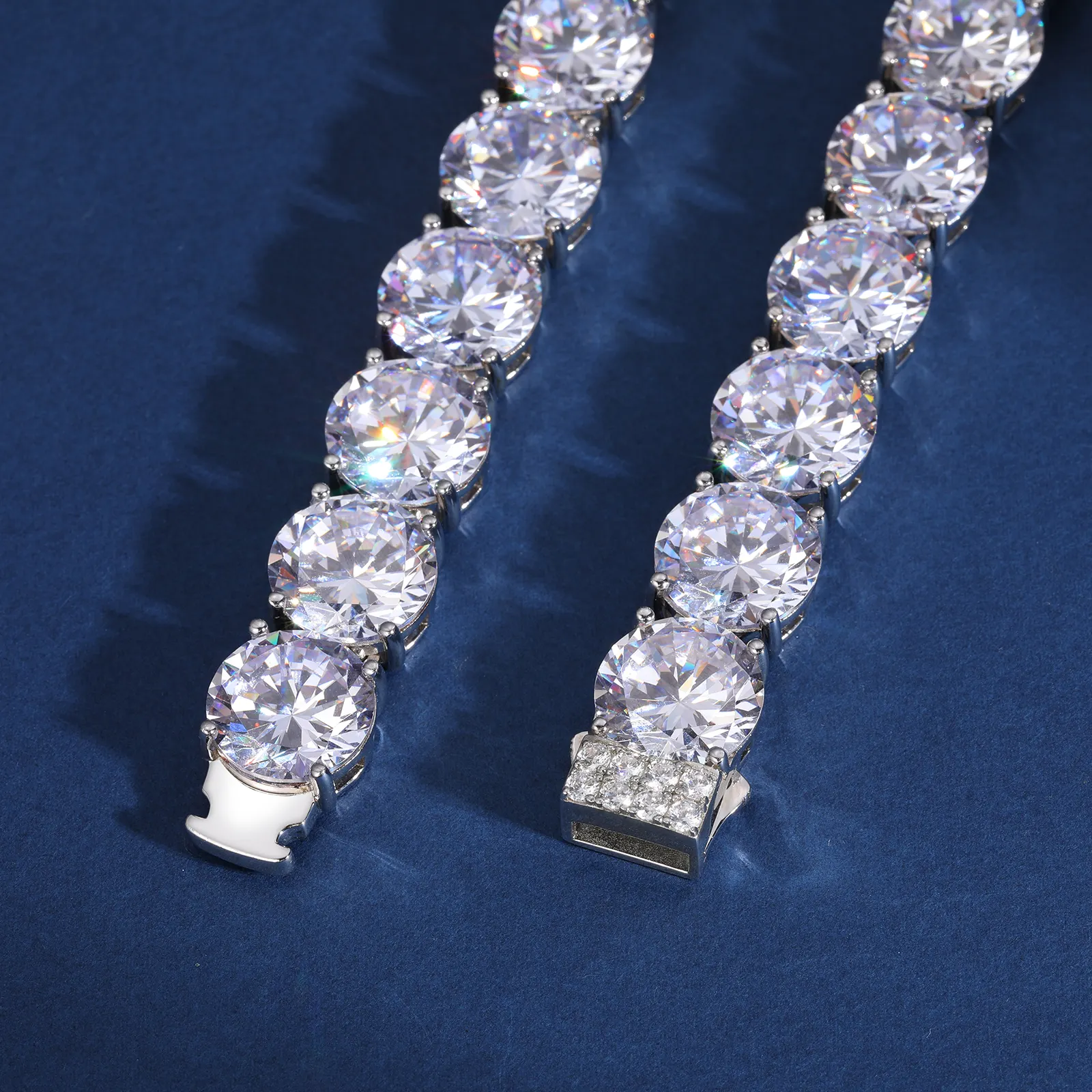 8mm-15mm CLASSIC MOISSANITE DIAMOND TENNIS CHAIN NECKLACE OR BRACELET IN STERLING SILVER - Image 3