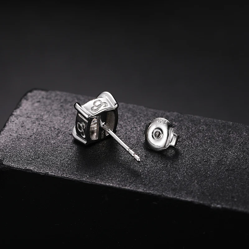 5MM MOISSANITE ENCASED SQUARE STUD EARRINGS IN STERLING SILVER - Image 2