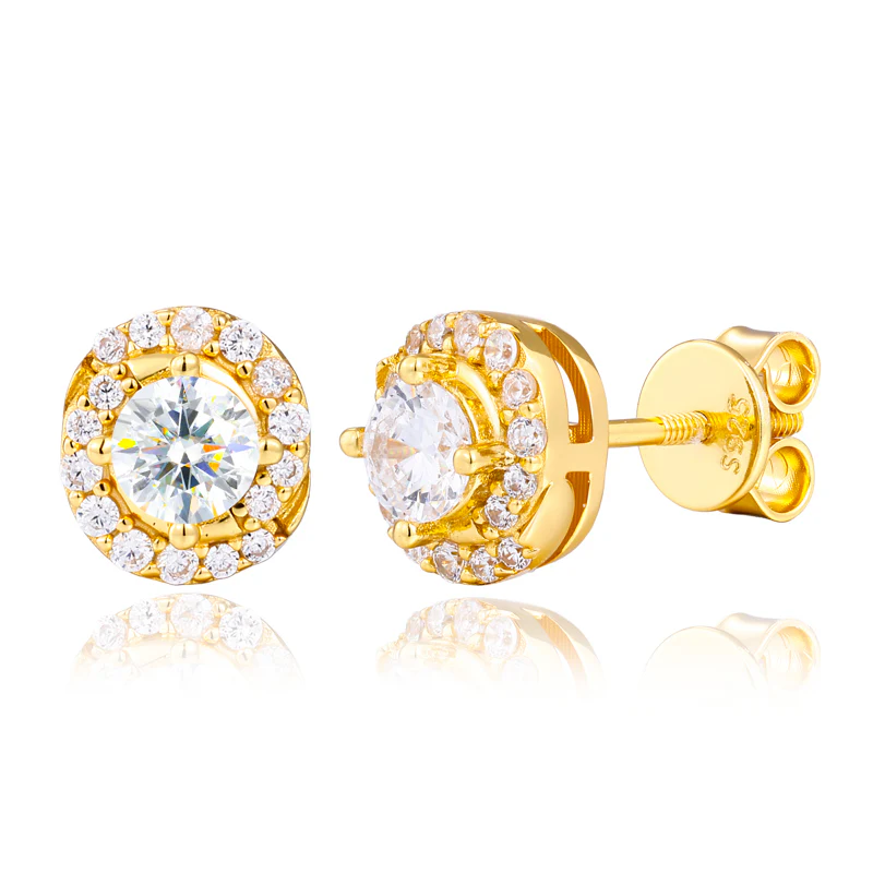 8MM MOISSANITE HALO STUD EARRINGS IN STERLING SILVER - Image 7