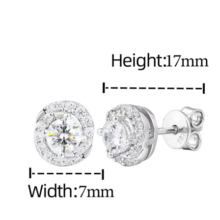 8MM MOISSANITE HALO STUD EARRINGS IN STERLING SILVER - Image 8