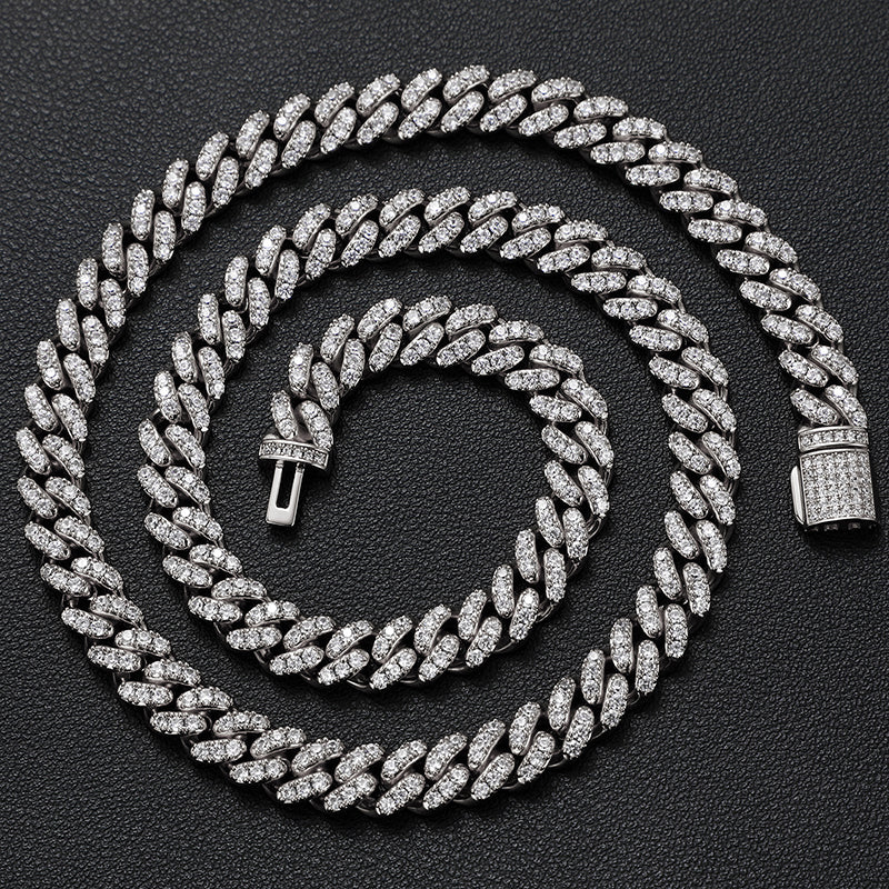 8MM MOISSANITE MIAMI CUBAN LINK CHAIN NECKLACE/BRACELET IN STERLING SILVER - Image 3