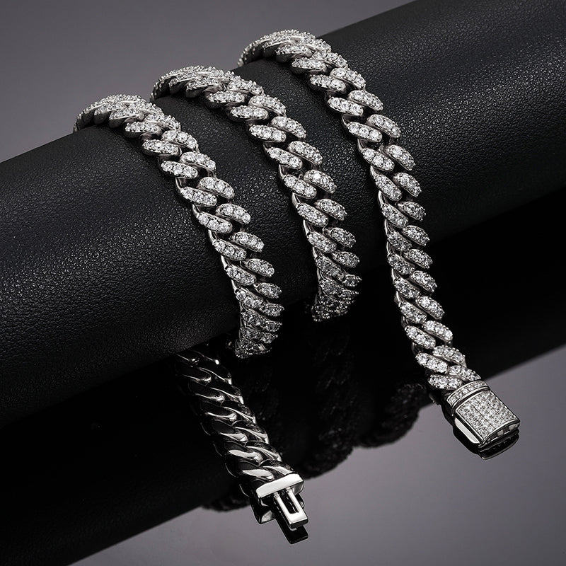 8MM MOISSANITE MIAMI CUBAN LINK CHAIN NECKLACE/BRACELET IN STERLING SILVER - Image 4
