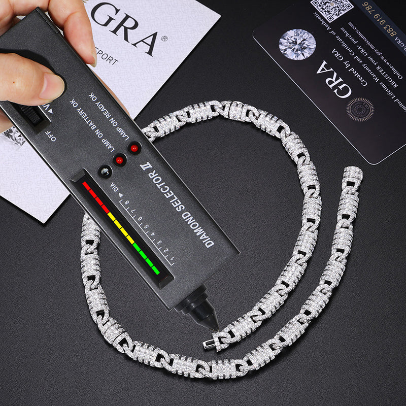 8MM MOISSANITE RAPPER LINK CHAIN NECKLACE IN STERLING SILVER - Image 5