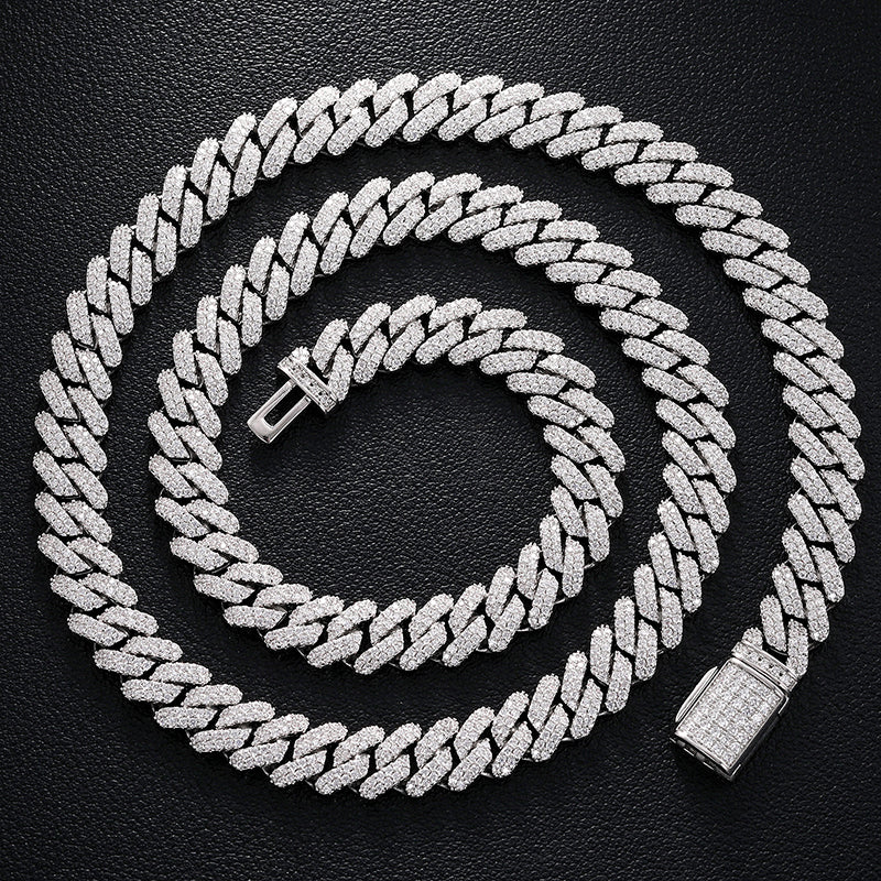 9MM MOISSANITE MIAMI CUBAN LINK CHAIN NECKLACE/BRACELET IN STERLING SILVER - Image 2