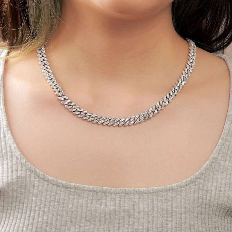 9MM MOISSANITE MIAMI CUBAN LINK CHAIN NECKLACE/BRACELET IN STERLING SILVER - Image 3