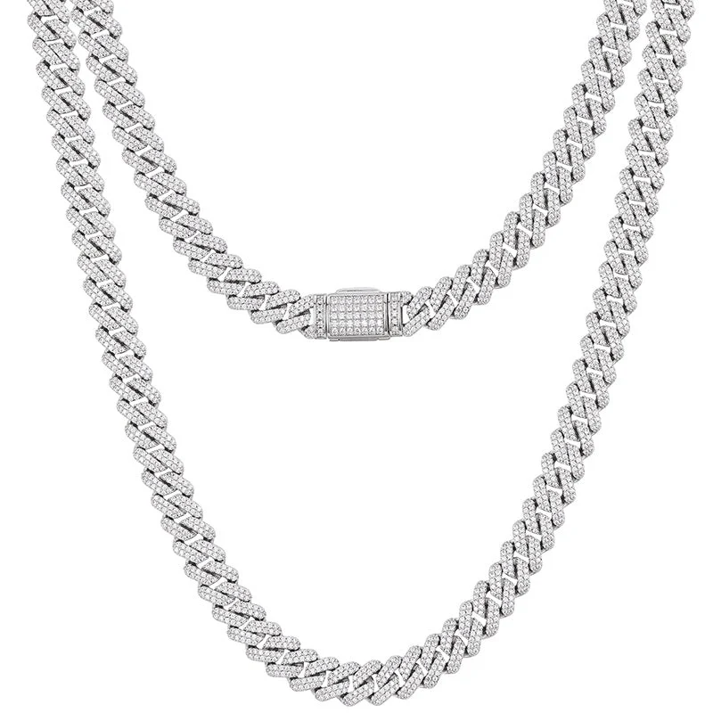 9MM MOISSANITE MIAMI CUBAN LINK CHAIN NECKLACE/BRACELET IN STERLING SILVER - Image 4