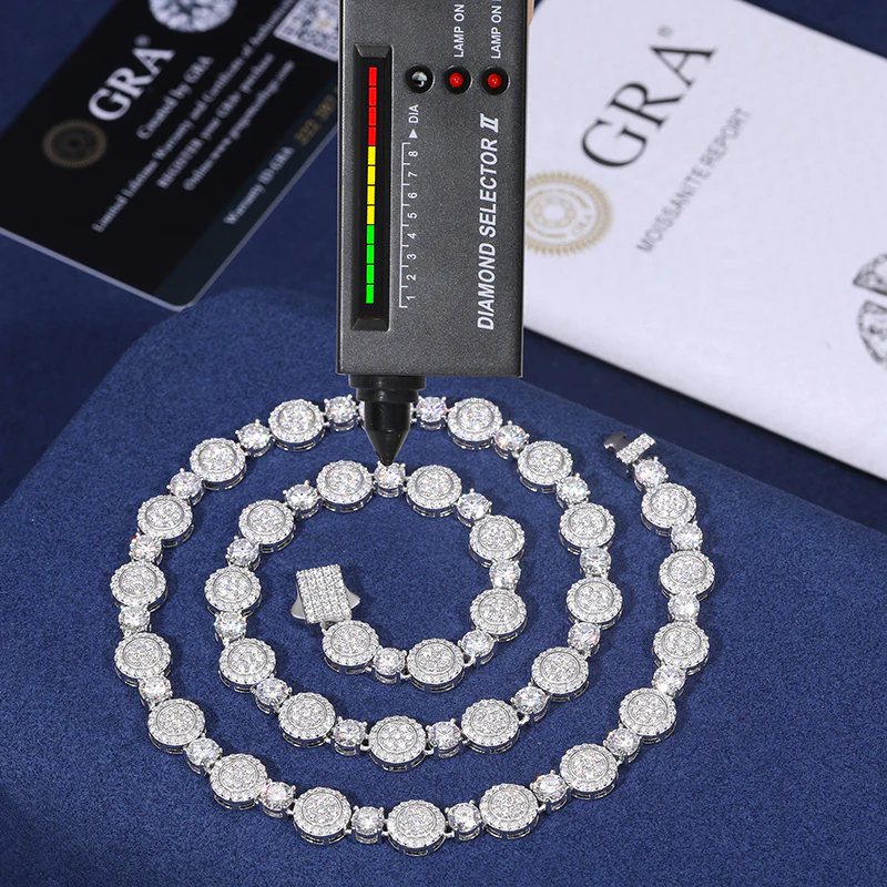 9MM MOISSANITE ROUND BEAD CHAIN NECKLACE IN STERLING SILVER - Image 10