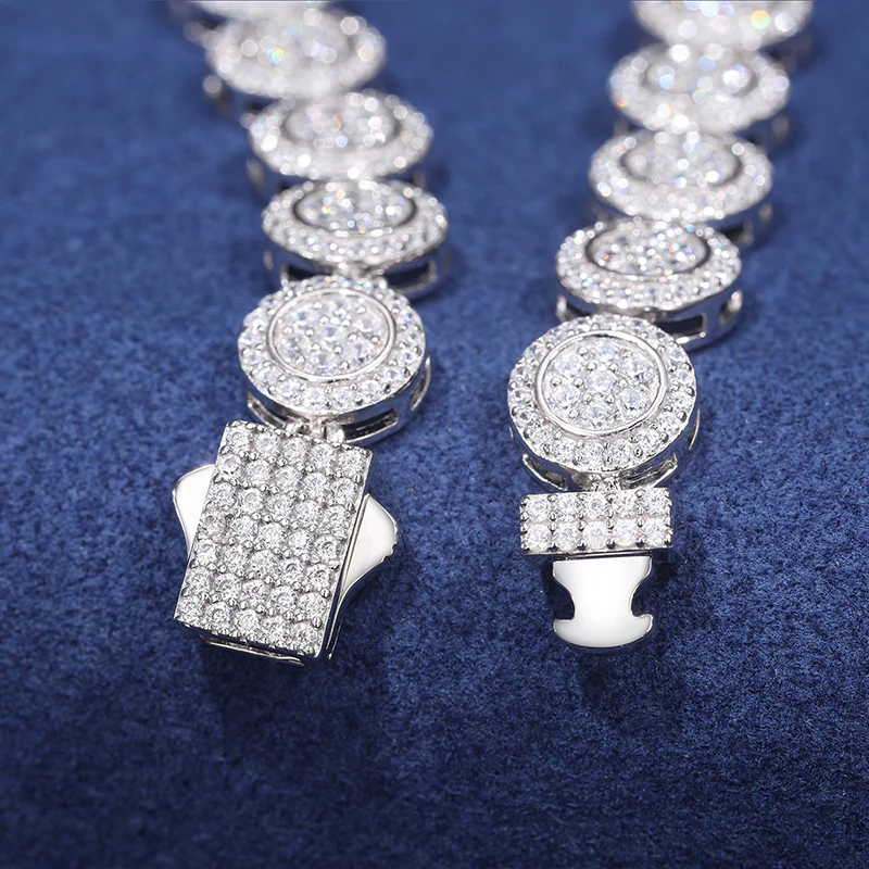 9MM MOISSANITE ROUND BEAD CHAIN NECKLACE IN STERLING SILVER - Image 4