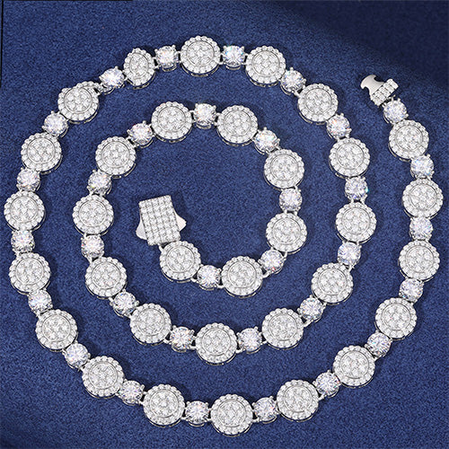 9MM MOISSANITE ROUND BEAD CHAIN NECKLACE IN STERLING SILVER - Image 5