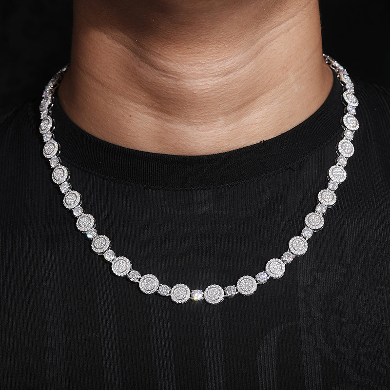 9MM MOISSANITE ROUND BEAD CHAIN NECKLACE IN STERLING SILVER - Image 6