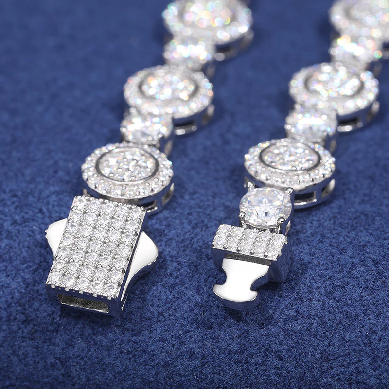 9MM MOISSANITE ROUND BEAD CHAIN NECKLACE IN STERLING SILVER - Image 7