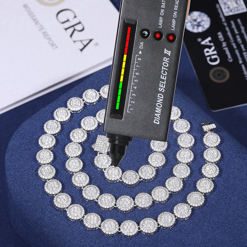 9MM MOISSANITE ROUND BEAD CHAIN NECKLACE IN STERLING SILVER - Image 9