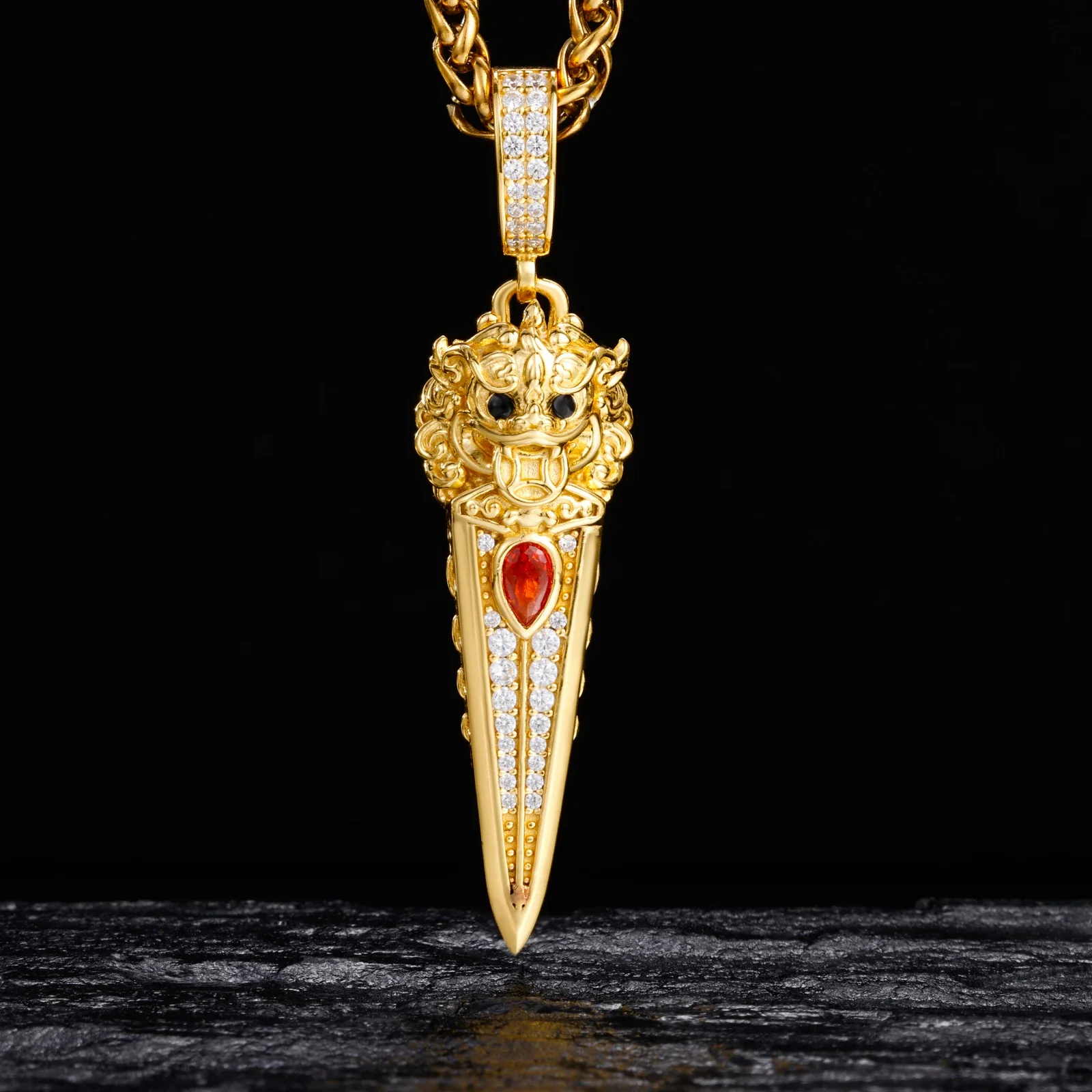 ABYSSAL MOISSANITE DAGGER PENDANT IN STERLING SILVER - Image 2