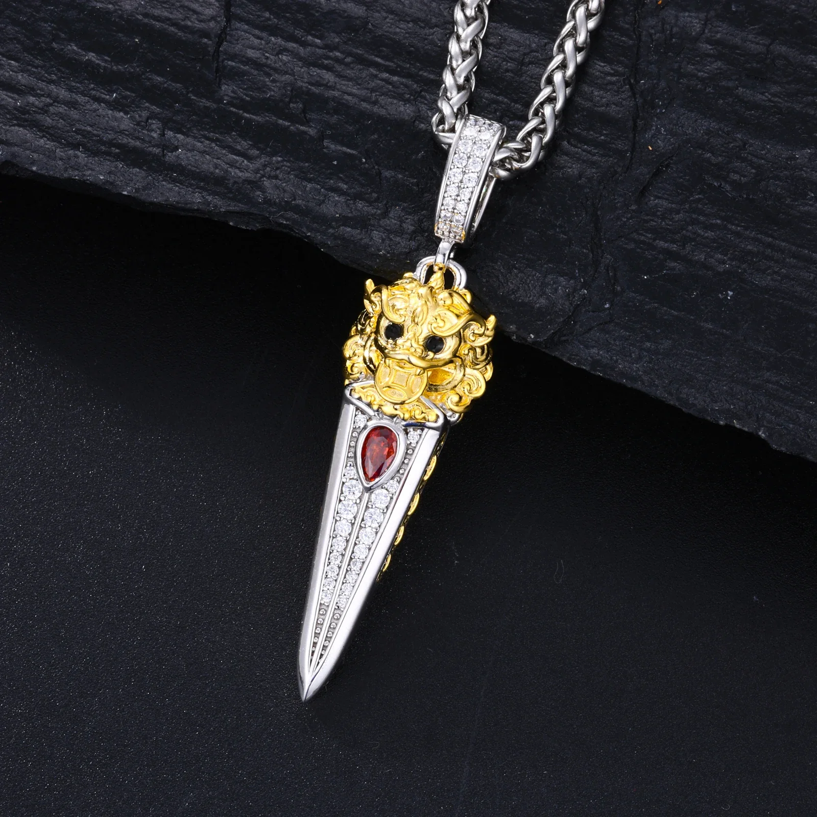 ABYSSAL MOISSANITE DAGGER PENDANT IN STERLING SILVER - Image 4