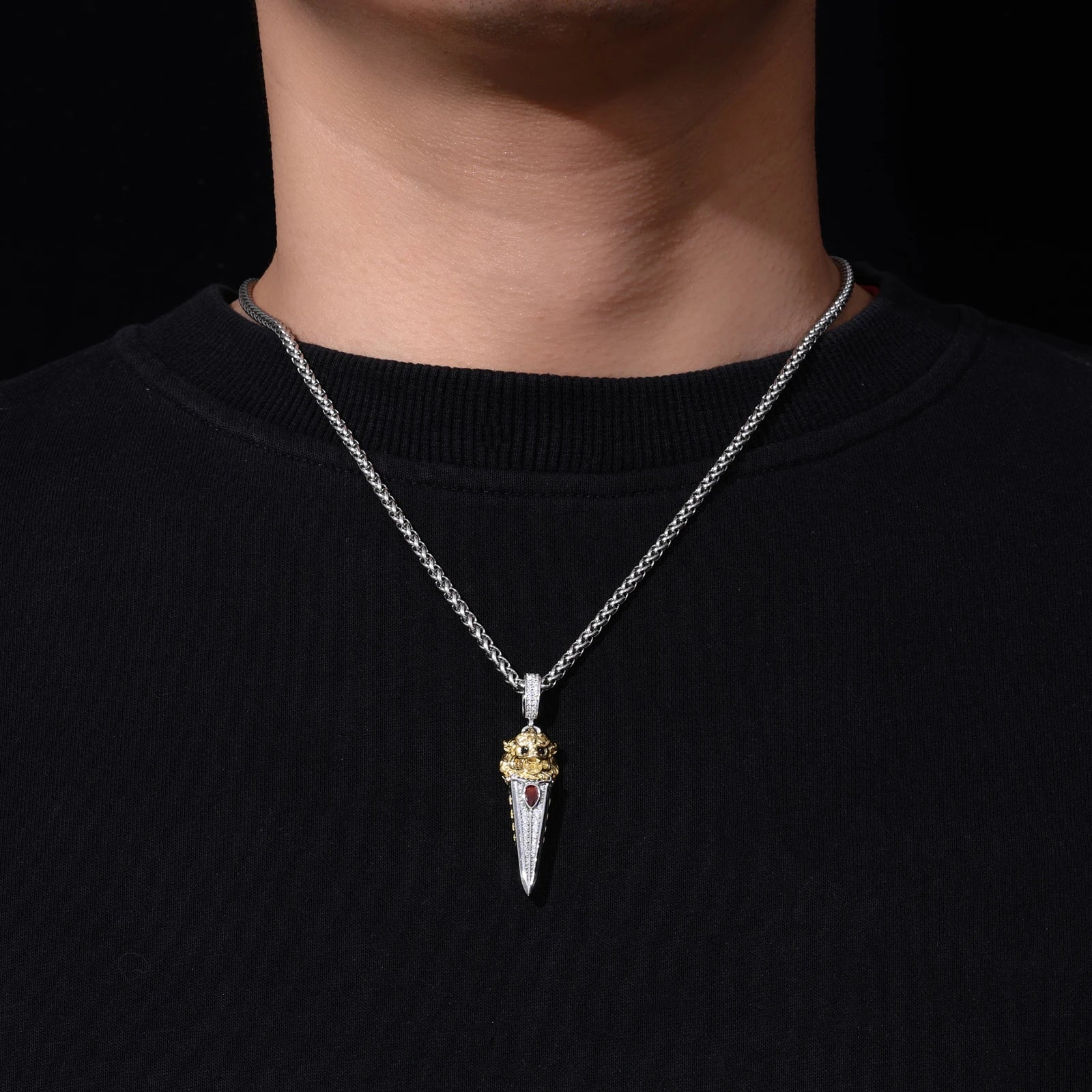 ABYSSAL MOISSANITE DAGGER PENDANT IN STERLING SILVER - Image 5