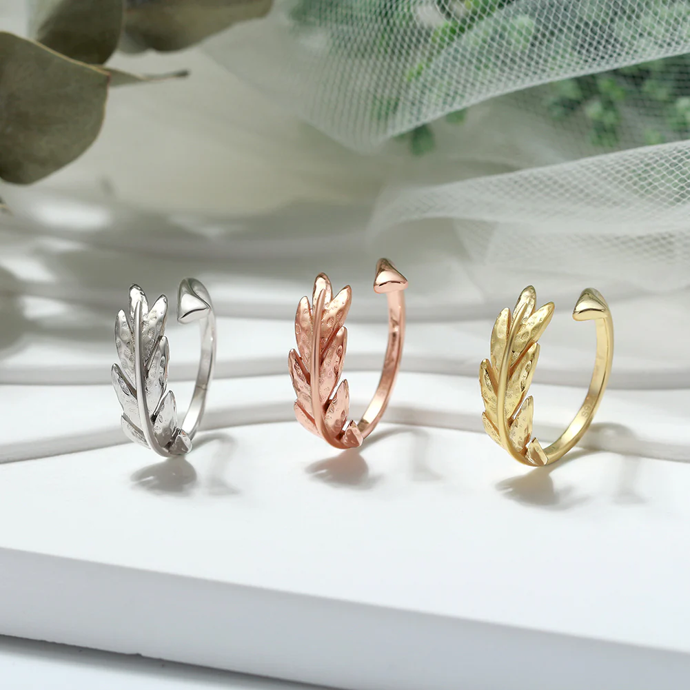 ADJUSTABLE LEAF SHAPE RING IN STERLING SILVER - Image 3