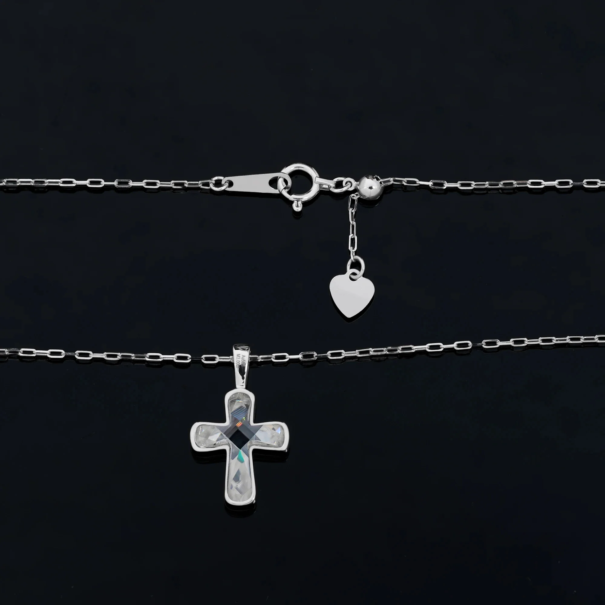 ALL MOISSANITE BEZEL CROSS PENDANT IN STERLING SILVER - Image 4