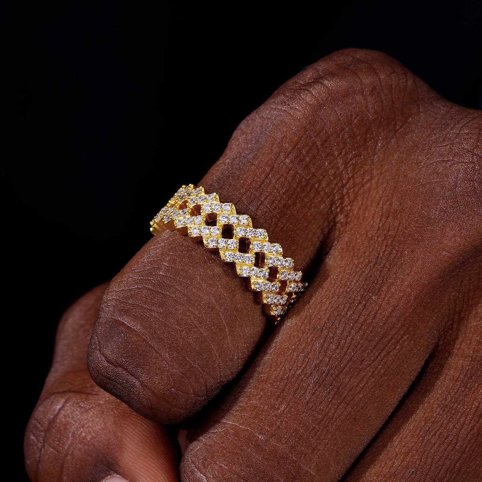 ARCHITECTURAL PAVÉ MOISSANITE ETERNITY RING IN STERLING SILVER - Image 4