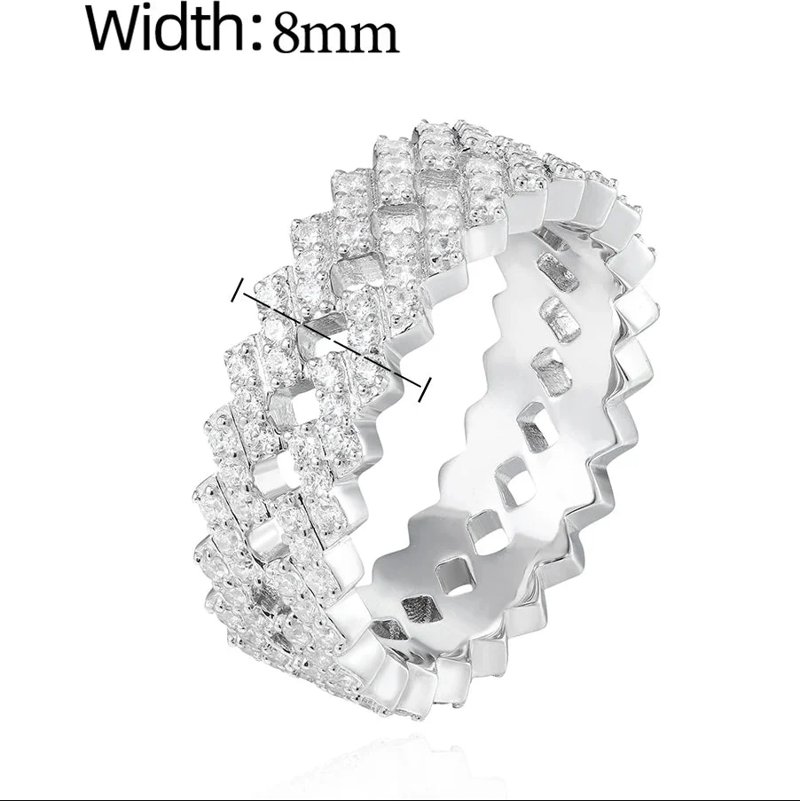 ARCHITECTURAL PAVÉ MOISSANITE ETERNITY RING IN STERLING SILVER - Image 6