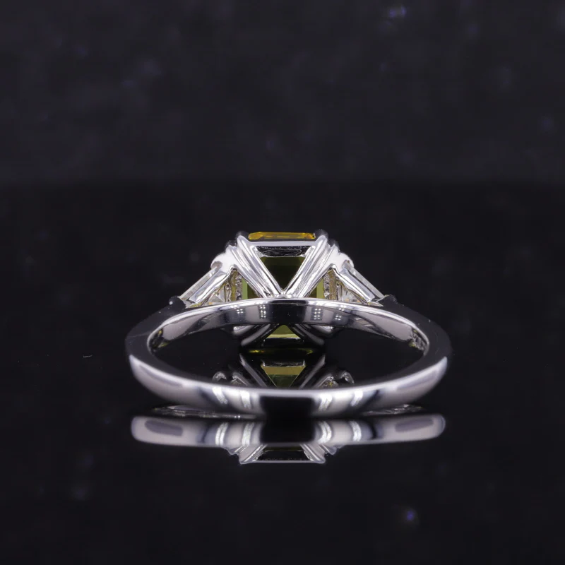 ASSCHER CUT LAB GROWN YELLOW SAPPHIRE RING IN 14K WHITE GOLD - Image 4