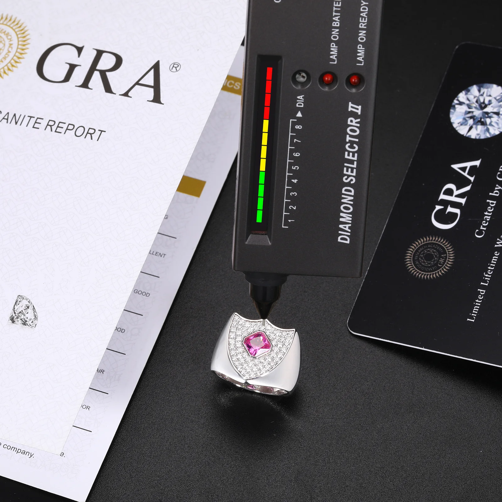 ASSCHER CUT MOISSANITE GUARD SHIELD SIGNET RING IN STERLING SILVER - Image 7