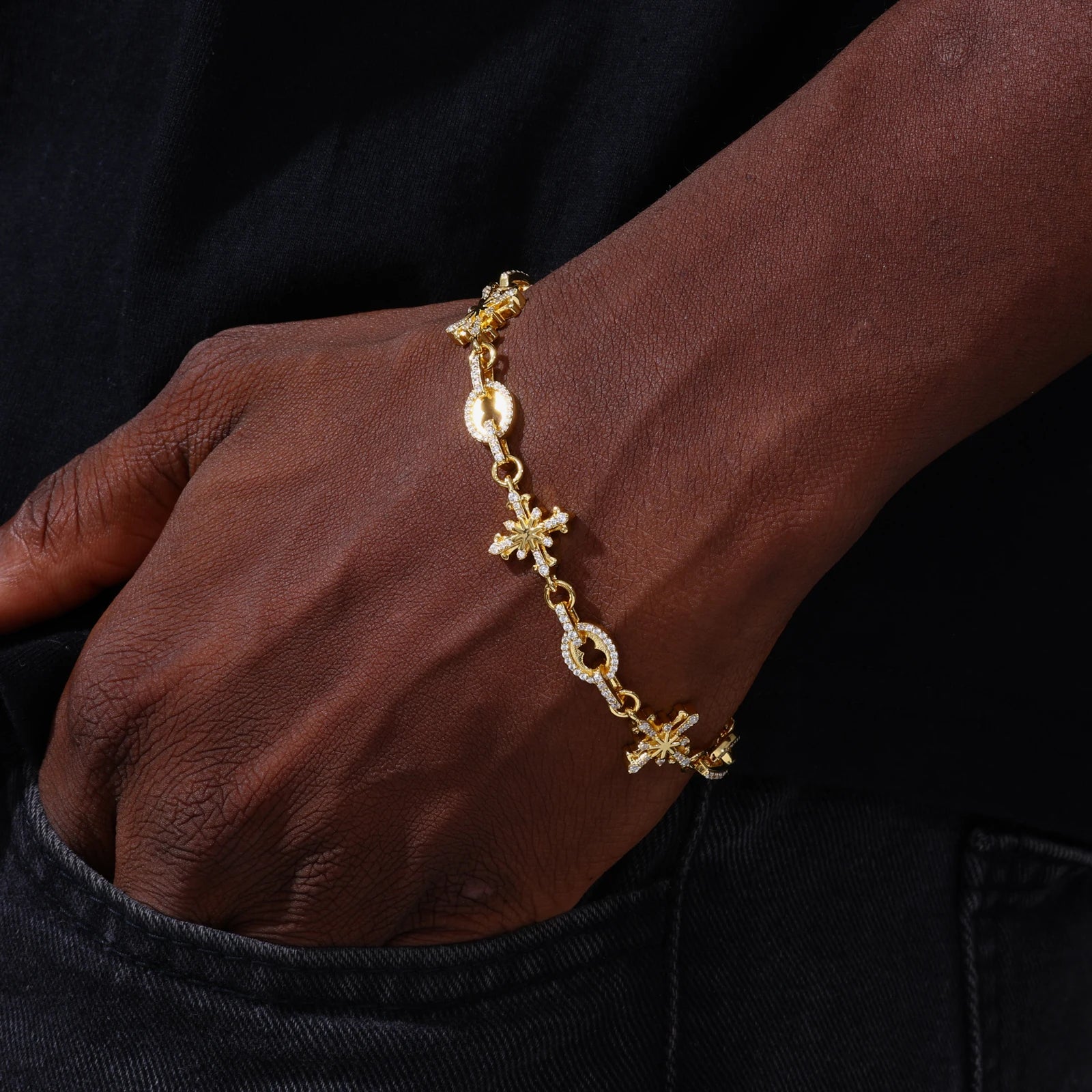 ASTRUM CROSS MOISSANITE BRACELET IN STERLING SILVER - Image 4