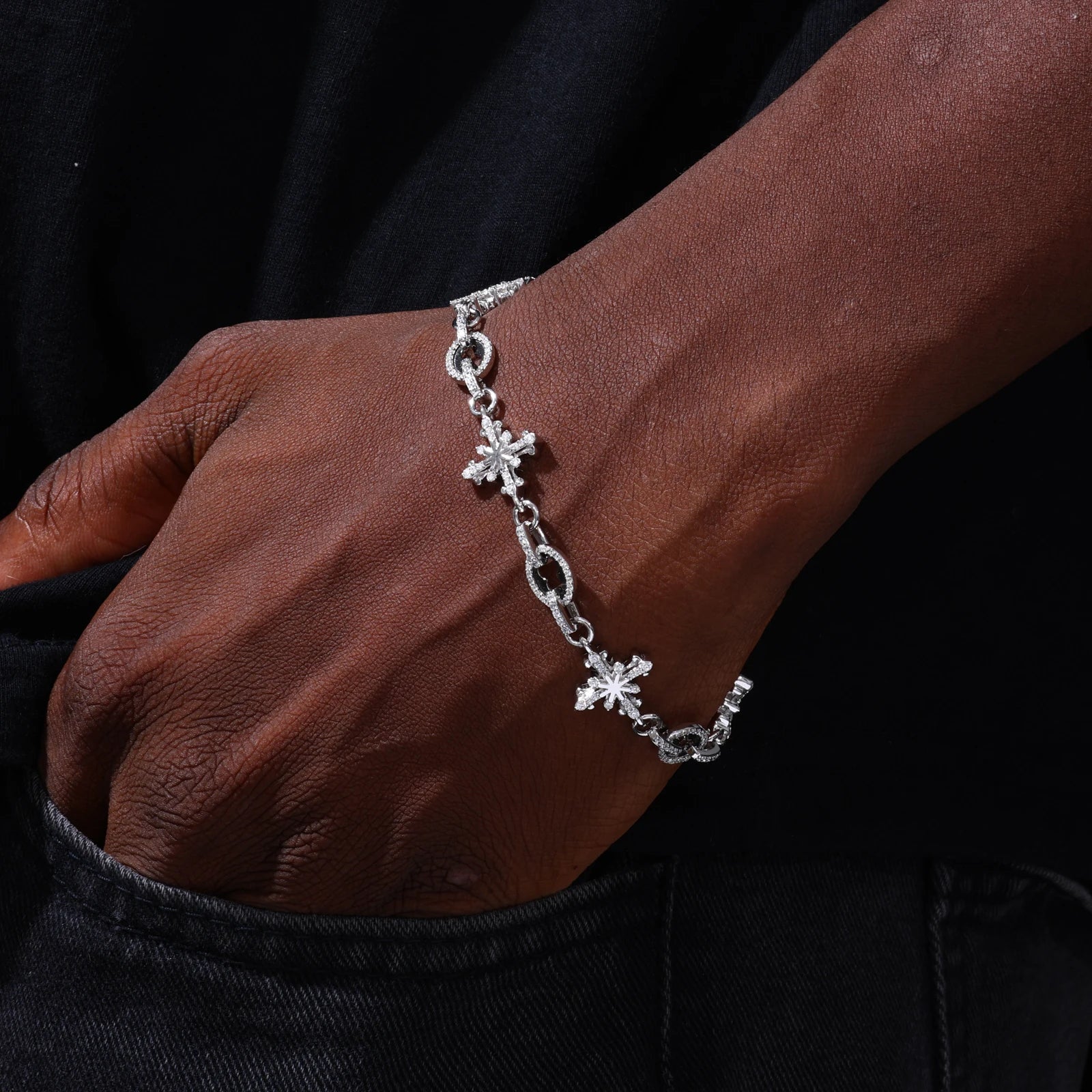 ASTRUM CROSS MOISSANITE BRACELET IN STERLING SILVER - Image 6