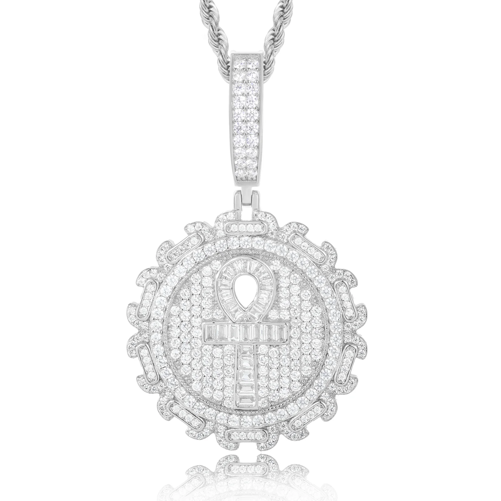 BAGUETTE MOISSANITE ANKH CROSS PENDANT - Image 5