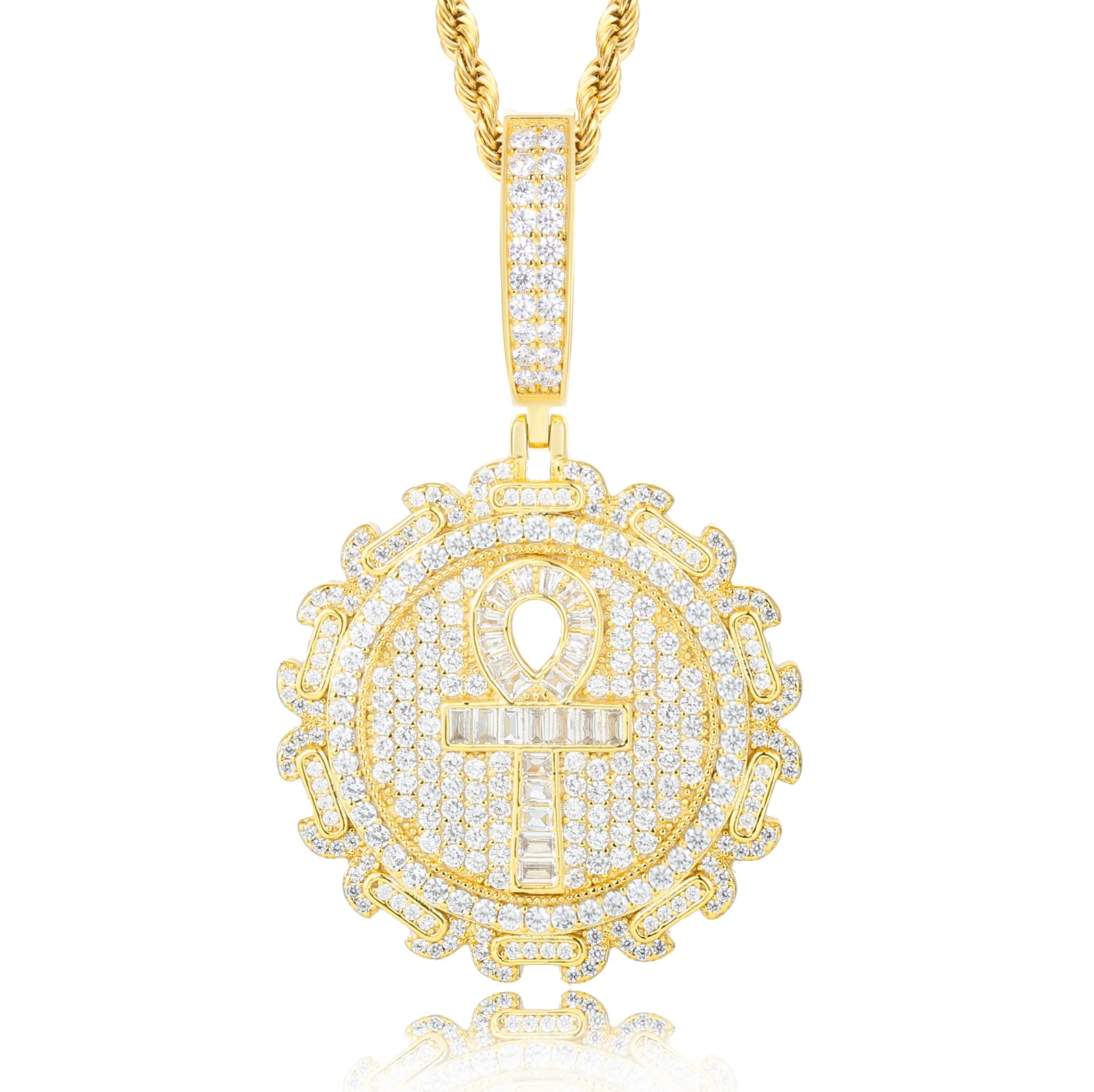 BAGUETTE MOISSANITE ANKH CROSS PENDANT - Image 6