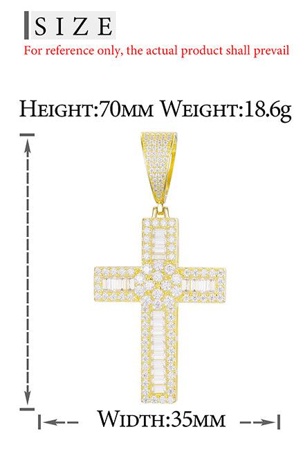 BAGUETTE MOISSANITE DIAMOND CROSS PENDANT IN STERLING SILVER - Image 7