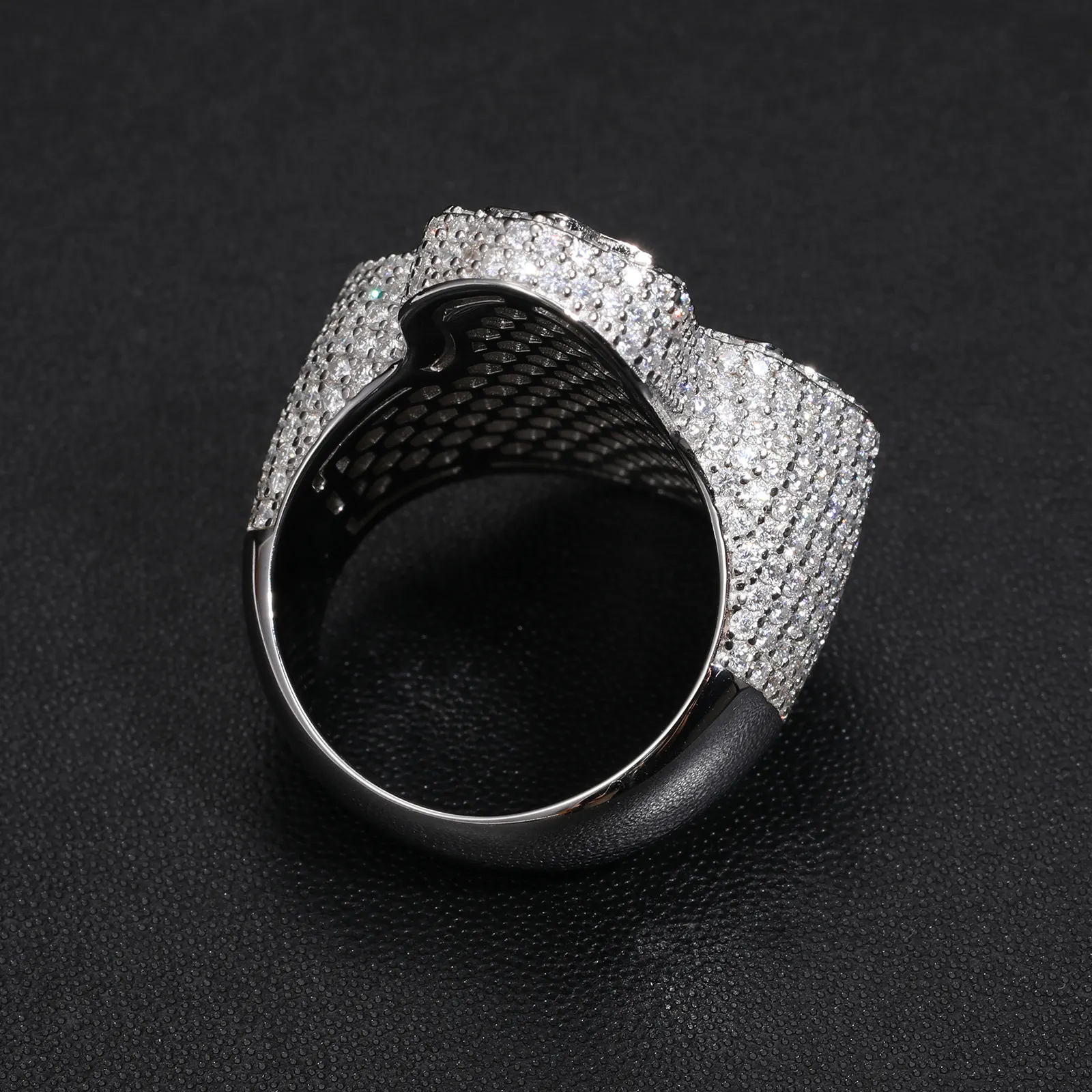 BAGUETTE MOISSANITE DIAMOND CROSS RING IN STERLING SILVER - Image 3