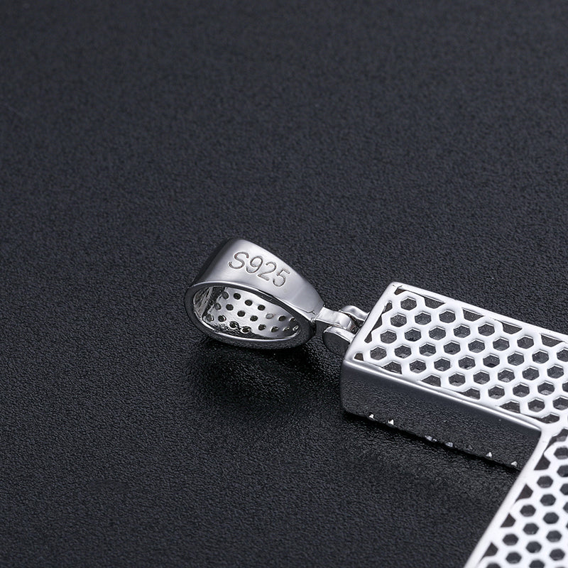 BAGUETTE MOISSANITE DIAMOND ICED OUT CROSS PENDANT IN STERLING SILVER - Image 4