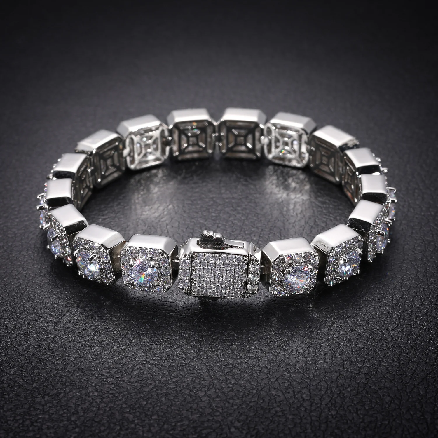 BAGUETTE MOISSANITE DIAMOND SUGAR TENNIS BRACELET IN STERLING SILVER - Image 6