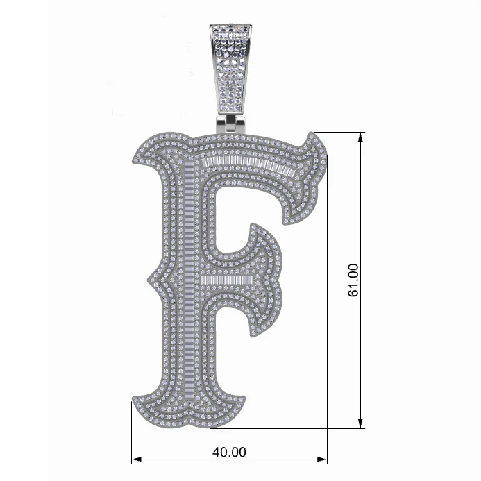 BAGUETTE MOISSANITE DIAMOND LETTER INITIAL PENDANT NECKLACE IN STERLING SILVER - Image 10