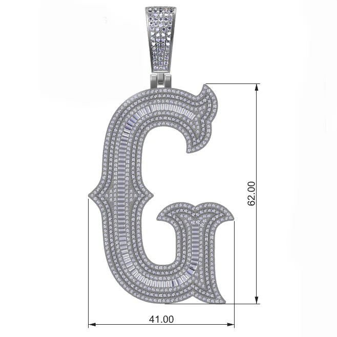 BAGUETTE MOISSANITE DIAMOND LETTER INITIAL PENDANT NECKLACE IN STERLING SILVER - Image 11