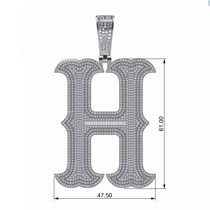 BAGUETTE MOISSANITE DIAMOND LETTER INITIAL PENDANT NECKLACE IN STERLING SILVER - Image 12