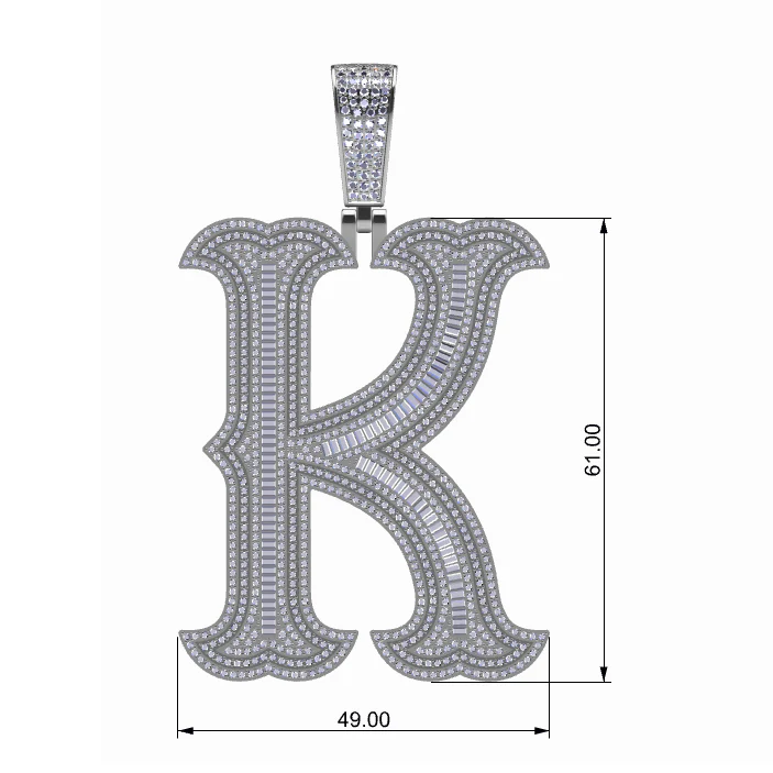 BAGUETTE MOISSANITE DIAMOND LETTER INITIAL PENDANT NECKLACE IN STERLING SILVER - Image 15
