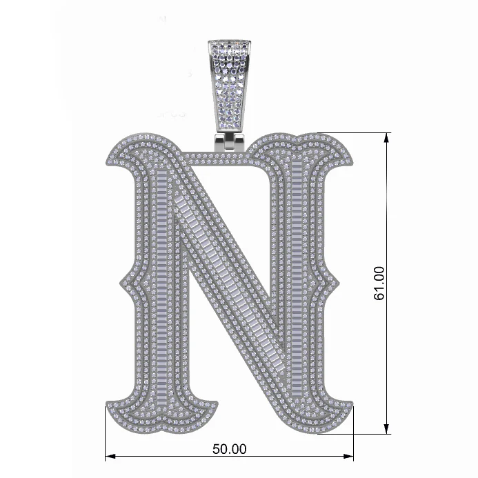 BAGUETTE MOISSANITE DIAMOND LETTER INITIAL PENDANT NECKLACE IN STERLING SILVER - Image 18