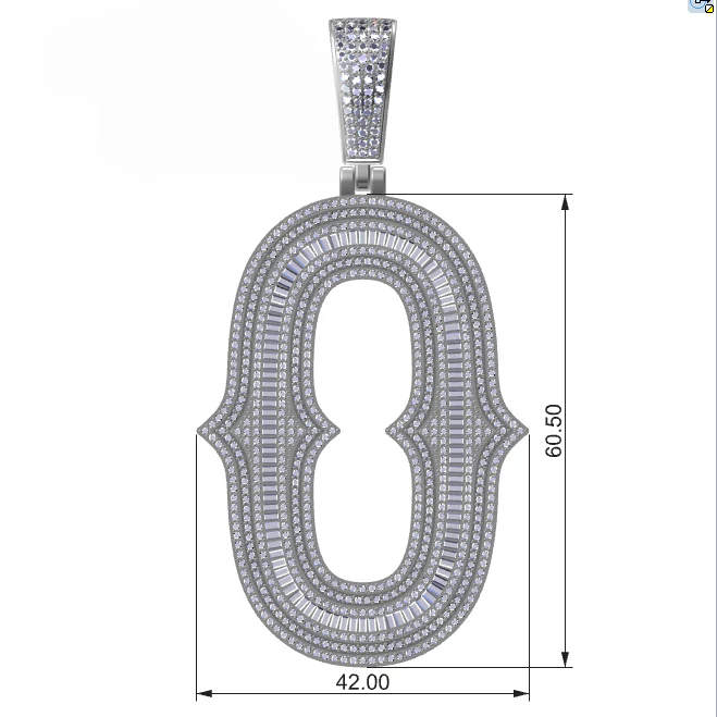 BAGUETTE MOISSANITE DIAMOND LETTER INITIAL PENDANT NECKLACE IN STERLING SILVER - Image 19