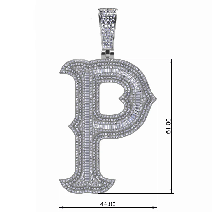 BAGUETTE MOISSANITE DIAMOND LETTER INITIAL PENDANT NECKLACE IN STERLING SILVER - Image 20