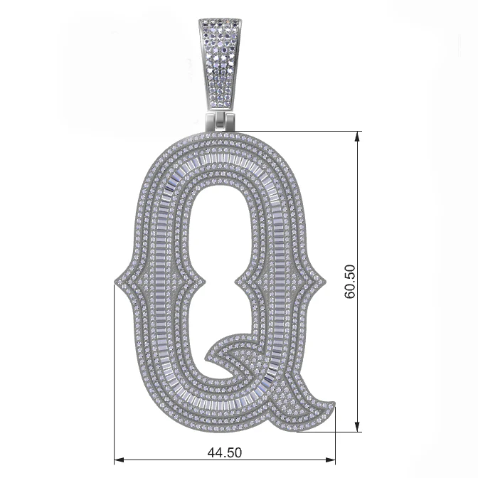 BAGUETTE MOISSANITE DIAMOND LETTER INITIAL PENDANT NECKLACE IN STERLING SILVER - Image 21