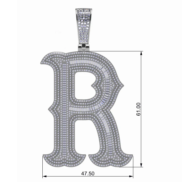 BAGUETTE MOISSANITE DIAMOND LETTER INITIAL PENDANT NECKLACE IN STERLING SILVER - Image 22