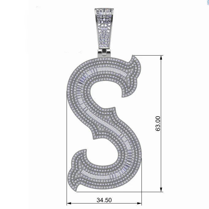 BAGUETTE MOISSANITE DIAMOND LETTER INITIAL PENDANT NECKLACE IN STERLING SILVER - Image 23