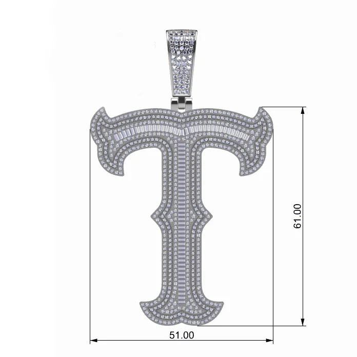 BAGUETTE MOISSANITE DIAMOND LETTER INITIAL PENDANT NECKLACE IN STERLING SILVER - Image 24