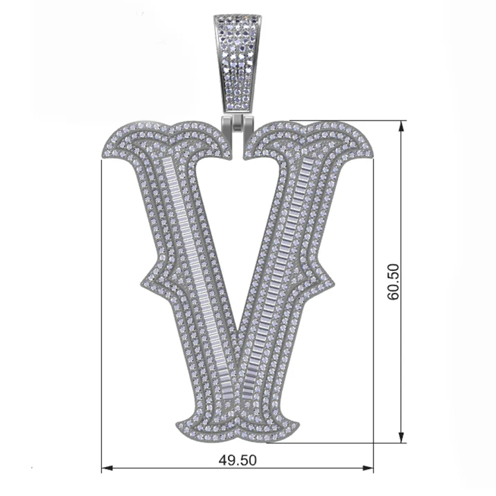 BAGUETTE MOISSANITE DIAMOND LETTER INITIAL PENDANT NECKLACE IN STERLING SILVER - Image 26