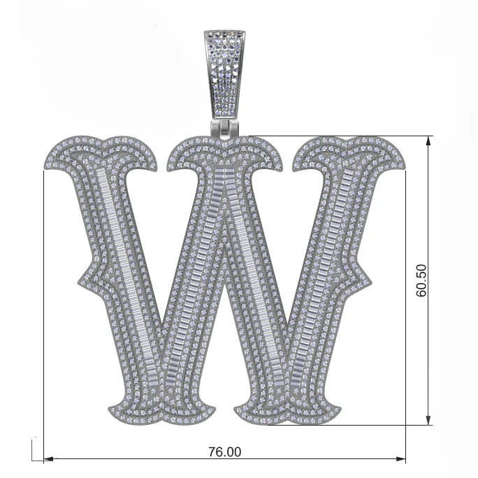 BAGUETTE MOISSANITE DIAMOND LETTER INITIAL PENDANT NECKLACE IN STERLING SILVER - Image 27