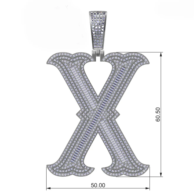 BAGUETTE MOISSANITE DIAMOND LETTER INITIAL PENDANT NECKLACE IN STERLING SILVER - Image 28