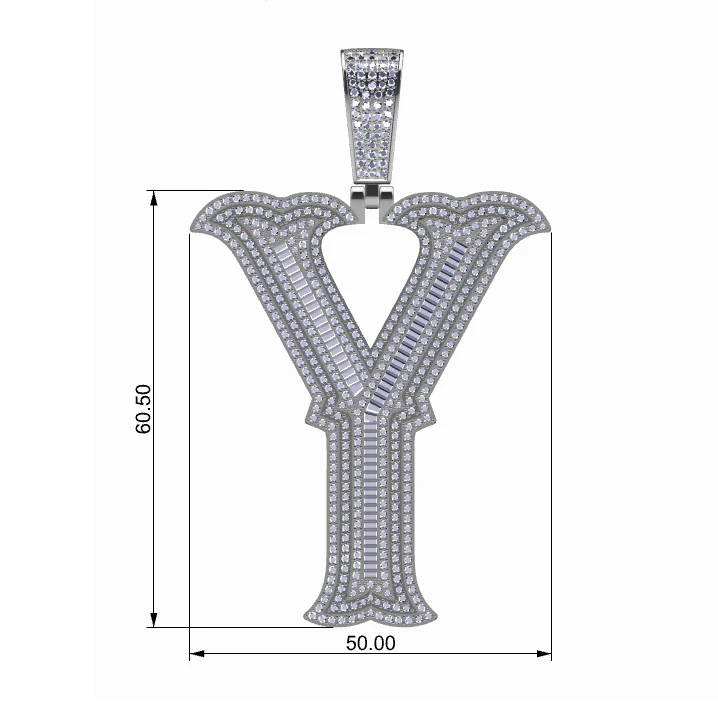 BAGUETTE MOISSANITE DIAMOND LETTER INITIAL PENDANT NECKLACE IN STERLING SILVER - Image 29