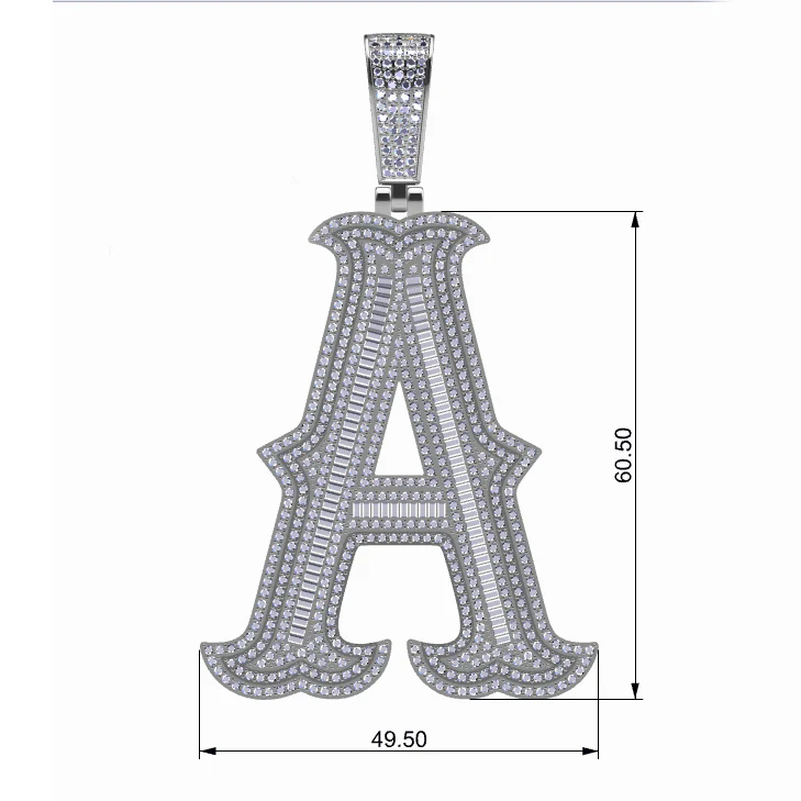 BAGUETTE MOISSANITE DIAMOND LETTER INITIAL PENDANT NECKLACE IN STERLING SILVER - Image 5