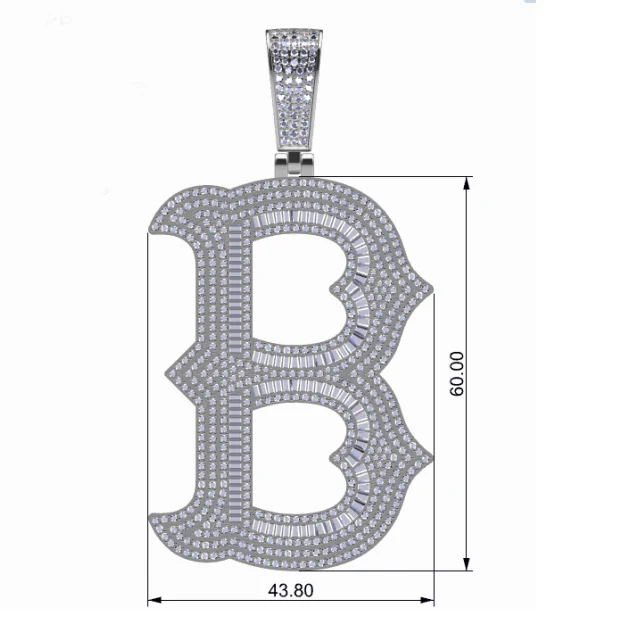BAGUETTE MOISSANITE DIAMOND LETTER INITIAL PENDANT NECKLACE IN STERLING SILVER - Image 6